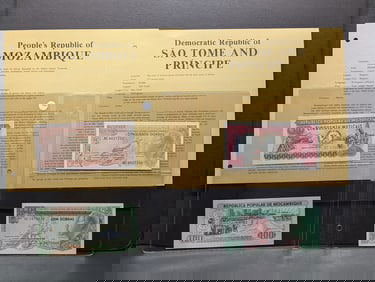 4 Foreign Notes GEM Crisp: 2 from Mozambique, 1980 and 2 from Sao Tome and Principe, 1982.
