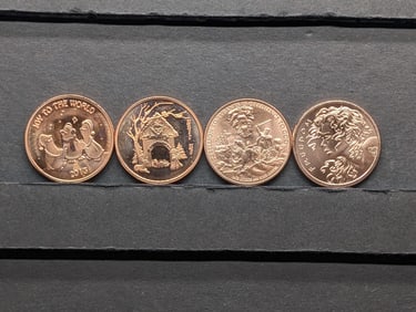 1 Oz. Each .999 FINE COPPER Various Designed Rounds (4 PCS)