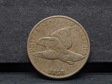 1858 Large Letters Flying Eagle Cent. Fine. Original surface.