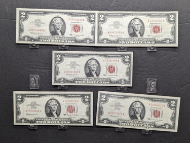 (4) 1963, 1963-A Series $2.00 RED SEAL Banknotes