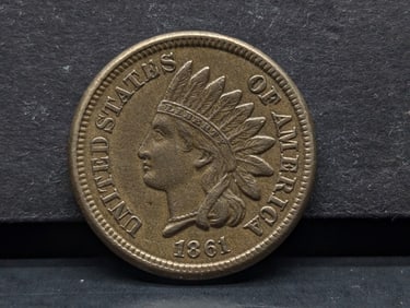 1861 Indian Head Cent. AU Detail. Super Sharp Liberty.
