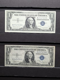 1953 B & 1935 A Series $1.00 Silver Certificates *CRISP PAPER*