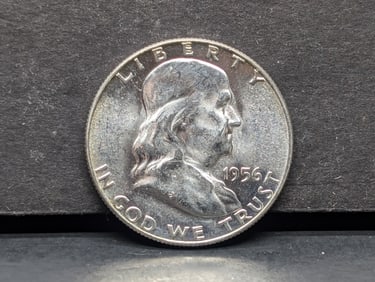 1956 Franklin Half. GEM BU with great luster. FULL BELL LINES.