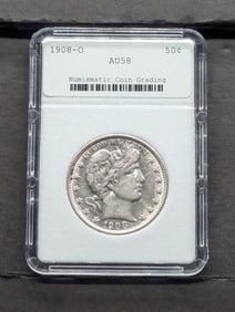 1908-O Barber Silver Half Dollar - NCG Cert. AU58