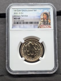 2021-D Sacagawea Military Service $1 Coin - NGC MS68