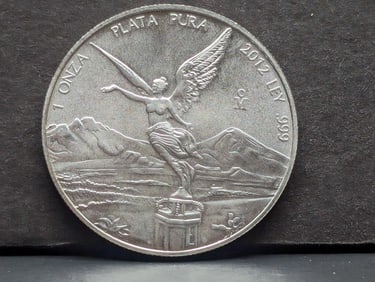 1 Oz. .999 PURE SILVER 2012 Mexico Libertad Designed Round