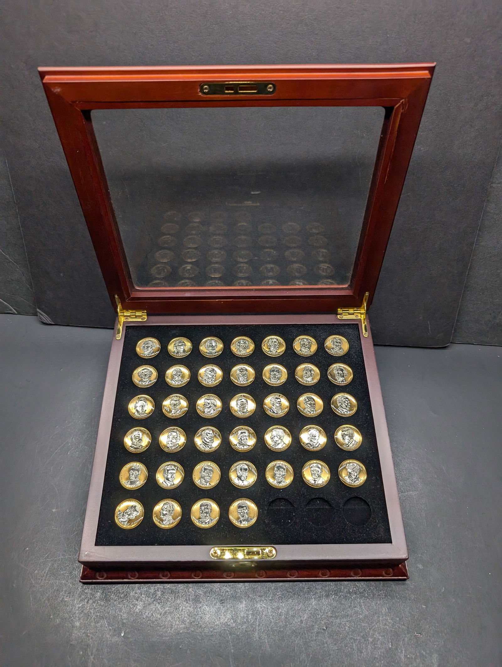Platinum & Gold *LAYERED* Presidential $1 Coin Set in Nice Wooden Display Box - COMPLETE 39-Coin (1 of 11)