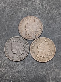 Lot of Three **AU** Indian Head Cents