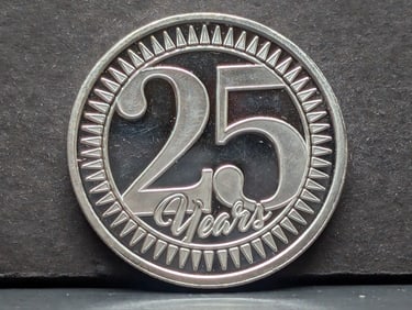 1 Oz. .999 FINE SILVER 25 Years Designed Round