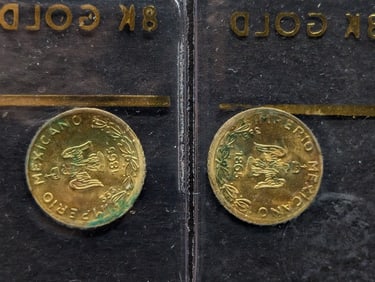 1865 Mexico Miniature 8K GOLD Maximiliano Coins (2 Pcs)