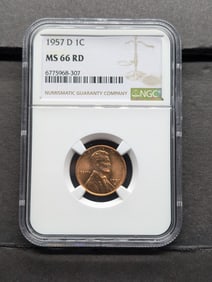 1957-D Lincoln Wheat Cent - NGC MS66 RD