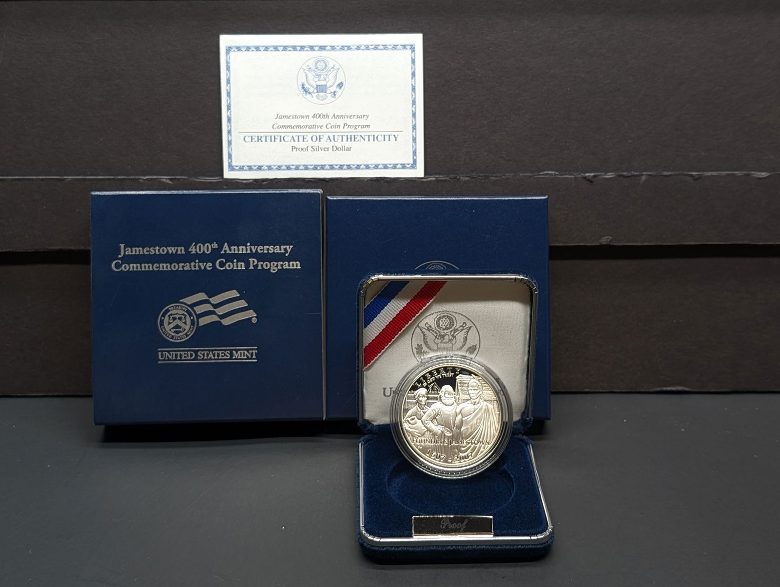 2007-P PROOF Jamestown 400th Anniv. Commem Silver Dollar in OGP w/ COA (1 of 4)