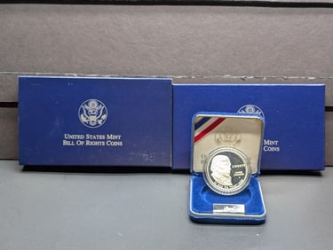 1993-S PROOF Bill of Rights Commem Silver Dollar in OGP