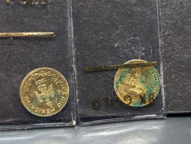 1865 Mexico Miniature 8K GOLD Maximiliano Coins (2 Pcs)