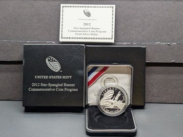 2012-P PROOF Star-Spangled Banner Commem Silver Dollar in OGP w/ COA