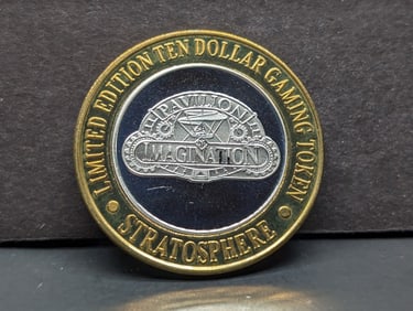 Limited Edition .999 FINE SILVER CENTER Stratosphere Casino $10 Gaming Token in Capsule