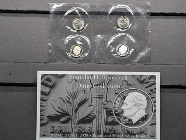 2020 Franklin D. Roosevelt Dime Mint Mark Collection Includes Silver
