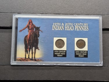 19th & 20th Century Indian Head Cents in Display
