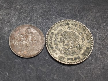 1959 Mexico 1 Silver Peso & 1920 France 5 Centimes *KEY DATE!*