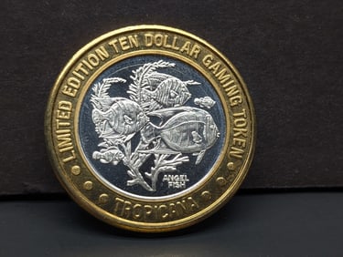 Limited Edition .999 FINE SILVER CENTER Tropicana Casino $10 Gaming Token in Capsule