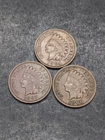 Lot of Three **AU** Indian Head Cents