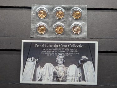 Last 3 Lincoln Wheat Cents & First 3 Lincoln Memorial Cents Collection in Gem Proof Condition