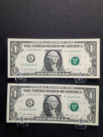 Two 2013 $1 U.S. Federal Reserve Star Notes In Consecutive Order