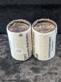 Unopened Rolls Of 2013 P&D Kennedy Half Dollars