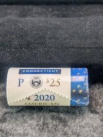 Unopened Roll Of 2020-P Connecticut American Innovation One Dollar Coins