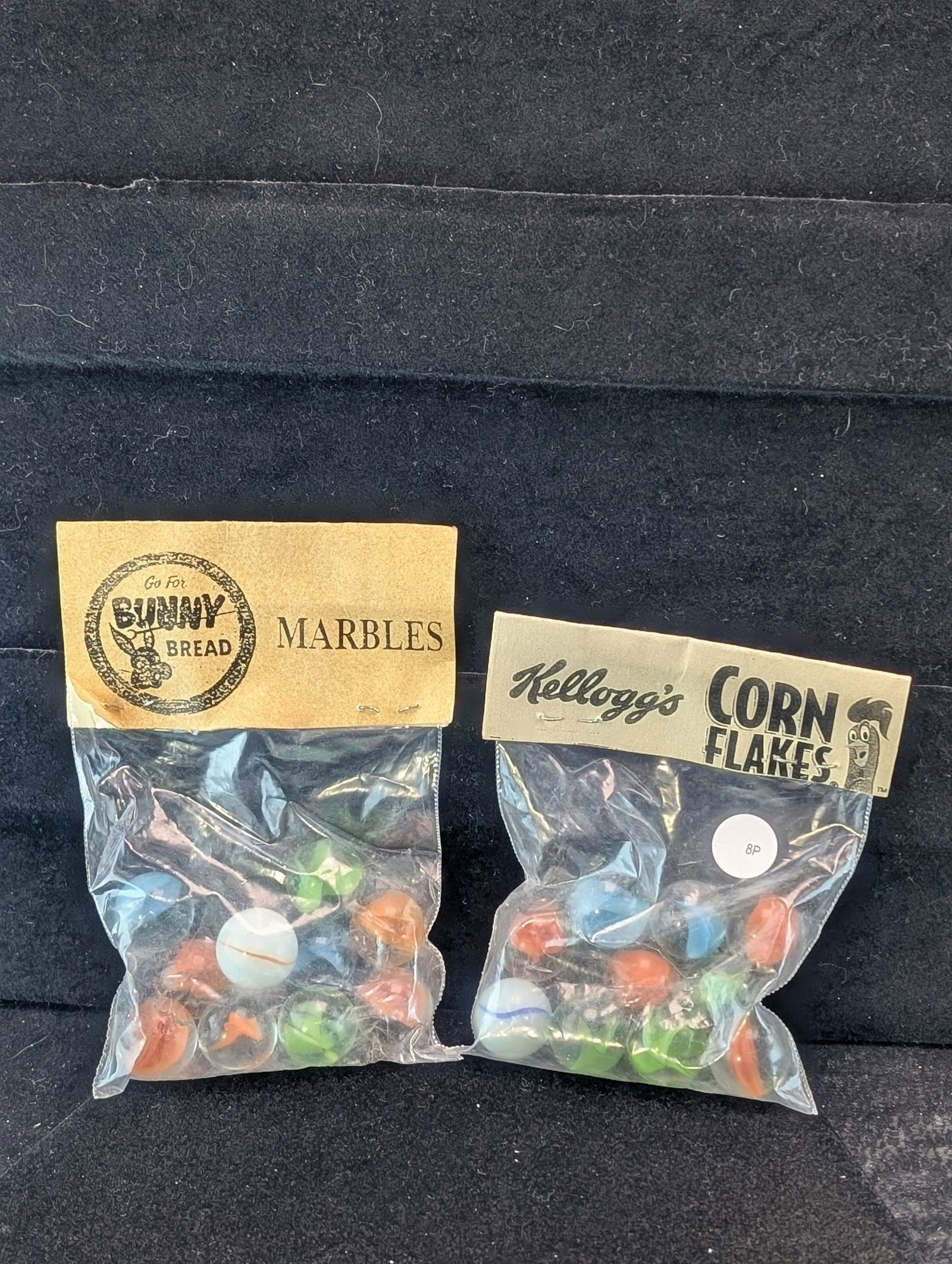 Bunny Bread and Kellogg's Corn Flakes;  Marbles in sealed Bags (1 of 5)