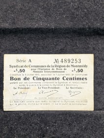 1918 WWI 50 Centimes Currency