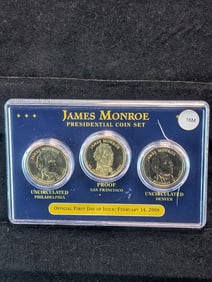 2008 P D UNC & S Proof James Monroe Presidential Dollar Set
