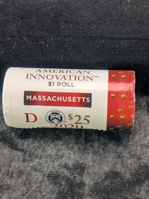 Unopened Roll Of 2020-D Massachusetts American Innovation One Dollar Coins