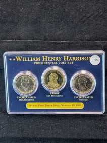 2009 P D UNC & S Proof William Henry Harrison Presidential Dollar Set