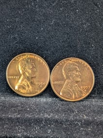 1954-S & 1957-D Red UNC Lincoln Wheat Cents