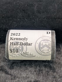 Unopened Roll Of 2022-D Kennedy Half Dollars