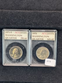 1970 & 1971-S Washington Quarters In Accugrade Holders
