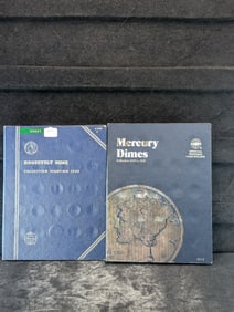 Uncomplete Mercury Dime & Roosevelt Dime Whitman Folders, 42 Coins Total.
