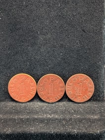 3-WWII Food Ration Tokens, OPA Red Point