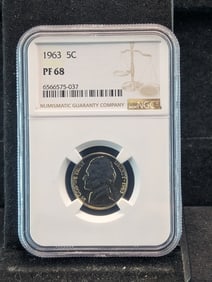 1963-P Jefferson Nickel PF68 By NGC
