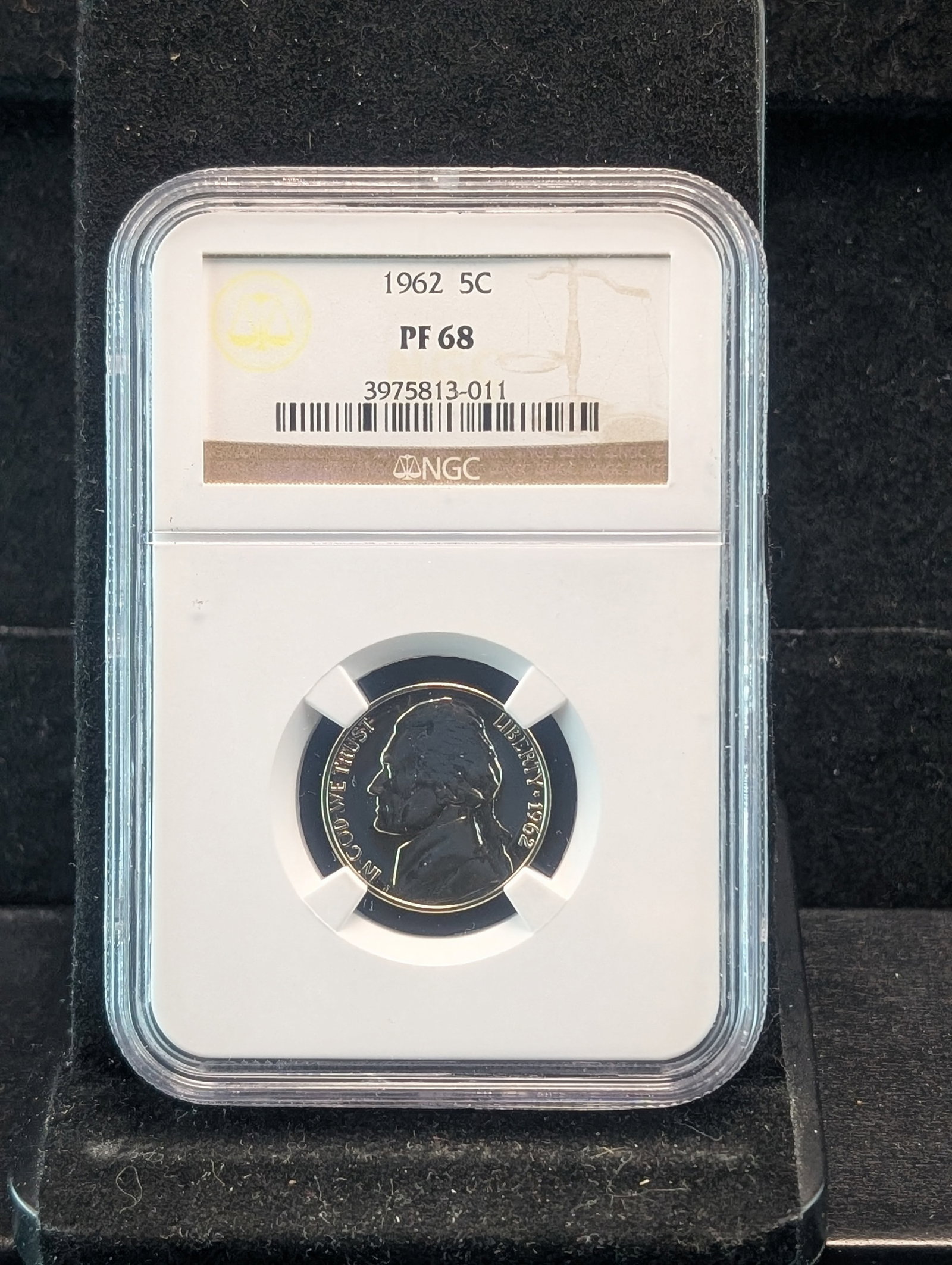 1962-P Jefferson Nickel PF68 By NGC: 1962-P Jefferson Nickel PF68 By NGC