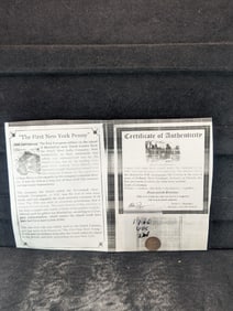 1766 (Rare this High of Grade, COA) Dutch Netherlands Colonial Duit VOC, First New York Penny, 10