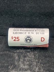 Unopened Roll Of 2020-D George H. W. Bush Presidential One Dollars