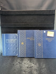 EMPTY Mercury Dime & Roosevelt Dime Whitman Coin Albums. Missing One Plastic Insert.