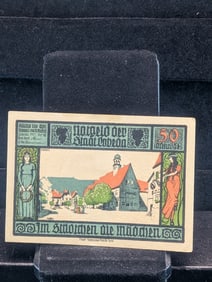 1921 German (Great Artwork) 50Pf Currency, Crisp-UNC, 104 Years Old!