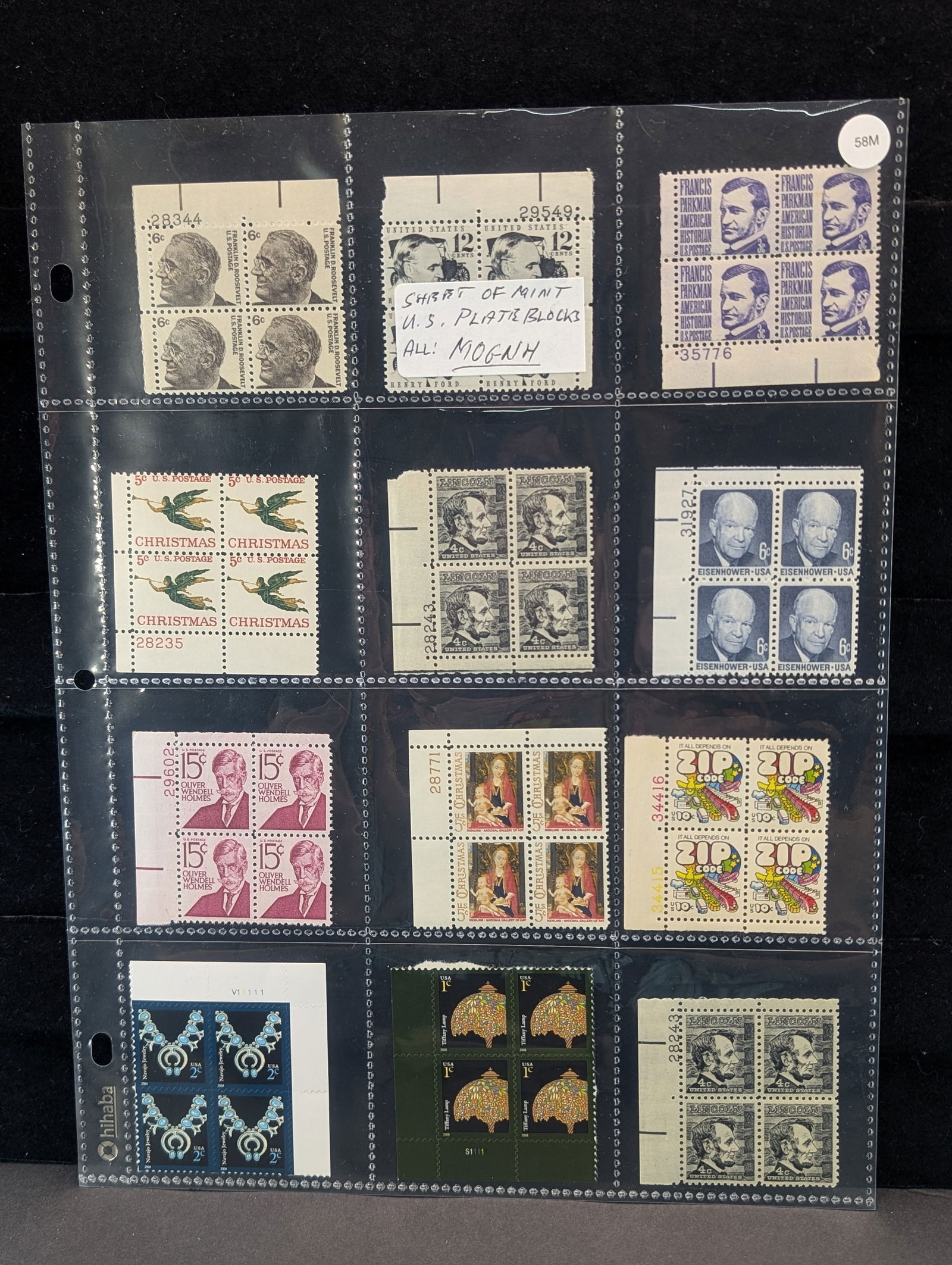 Sheet Of U.S. Plate Block Stamps - All MOGNH (1 of 5)