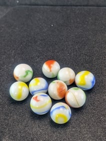 10- Akro Agates, Swirls;  Mint from Bags