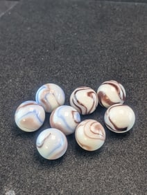 8-Akro Agates; Brown Blue Swirl Mint from bags