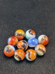 10- Akro Agates, Patch;  Mint from  Bags