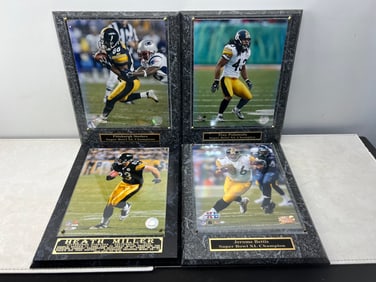 Lot of (4) Pittsburgh Steelers Football Plaques w/8"x10" Pictures